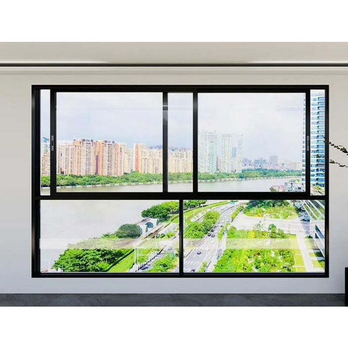Geser ganda dengan jendela aluminium terisolasi